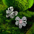 wholesale Sterling Silver New 1ct Rectangular Ice-Cut 5*7 High Carbon Diamond Earrings Bow Butterfly Earrings for Women-0-1