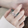 wholesale S925 Sterling Silver Korean-style Minimalist Irregular Line Wrapped Viral Versatile Open Ring-0-0