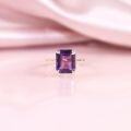wholesale S925 sterling silver candy-colored 5/6 carat square ring with natural colored gemstone pink quartz, minimalist style-0-1