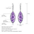 wholesale S925 Silver Luxury Natural Amethyst Gemstone Earrings, Group Setting Design, High-End and Personalized Earrings-0-0