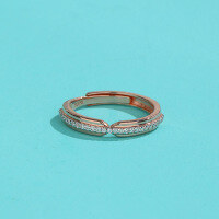 wholesale S925 Sterling Silver Minimalist Design Love at First Sight His and Hers Couple Rings with Two-Tone Plating and Zircon-Women's