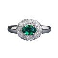 wholesale S925 Silver New Live Streaming Oval Ring 4*6mm Simulated Emerald Daily Luxury Style-0-4