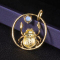 wholesale S925 sterling silver independent designer natural cream blue moonstone pendant insect gemstone niche design necklace for women-0-3