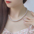 wholesale 18K Gold Japanese Akoya Natural Seawater Pearl Necklace, Tennyo Grade, Strong Luster, Round Bead Strand, Collarbone Chain-0-1