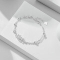 wholesale 925 Sterling Silver Women's Korean-style Five-pointed Star Diamond-inlaid Beaded Double-layer Bracelet Elegant Jewelry Factory Wholesale-0-1