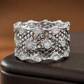 wholesale S925 Silver New Black Lace Ring Hollow Mesh Index Finger Ring for Women Wide Band European and American Style-0-5