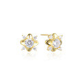 wholesale S925 Silver Rhinestone Floral Earrings, Korean Style Women's Minimalist Fresh Accessories, Cross-Border Simple Stud Earrings-0-4