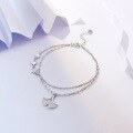 wholesale Sterling Silver Ginkgo Leaf Eight-Pointed Star Bracelet for Women, Versatile Small Design, Light Luxury Elegant Trendy Gift for Girlfriend Jewelry-0-1