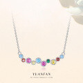 wholesale S925 Sterling Silver Rainbow Zircon Necklace, Women's Dopamine Design, Luxury Small Batch, Personality Collarbone Chain-0-0