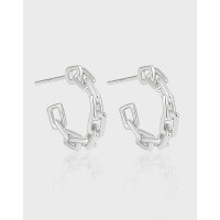 wholesale S925 Sterling Silver 771 Niche European and American Style Versatile Ins Minimalist Elegant High-End Chain Design Stud Earrings for Women-18K gold [with sterling silver ear plugs]  925 silver