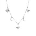 wholesale 925 Sterling Silver Gold-toned Star And Moon Necklace, Light Luxury Ins Style, Niche Fashion, Cross-chain Layering, Cross-border Stock-0-1