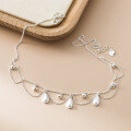 wholesale 990 Sterling Silver Fresh and Sweet Ins Style Niche Design Brushed Teardrop Light Bead Necklace Y02198-0-1