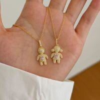 wholesale S925 Sterling Silver Light Luxury High-End Pink Heart Zircon Pendant Necklace for Exquisite Girls and Boys-Platinum Boy DY190902-SW-BF 925 Silver