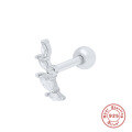 wholesale S925 Sterling Silver Three-Prong Double-Ended Round Diamond Piercing Ear Stud,INS-0-6