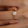S925 Silver 65mm Round 1ct Moissanite Six-Prong Ring for Women-0-1