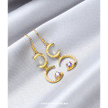 wholesale S925 Sterling Silver Moon Earrings for Women, Long Drop Style, Gold Plated with Crystal Accents, Hook Closure, Minimalist and Elegant Wholesale-0-1