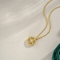 S925 Silver 18k Gold-Plated Sunflower Moissanite Eight-Treasure Compass Pendant Necklace-0-1