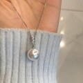 wholesale S925 sterling silver three-drill queen-style artificial Australian white pearl necklace, Swarovski pearls, lightweight luxury classic elegant collarbone chain-0-1