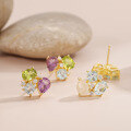 wholesale S925 Sterling Silver Spring Summer Natural Fresh Colored Gemstone Stud Earrings with Peridot, Topaz, and Amethyst-0-0