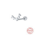 wholesale S925 Sterling Silver Geometric V-Shape Diamond Accent Threaded Ear Cartilage Stud Piercing Earrings-0-6