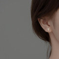 wholesale S925 Sterling Silver Minimalist Elegant Earrings Small and Delicate Diamond-Accented Leaf Literary Ear Accessories Wholesale M00506-0-1