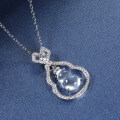 S925 Silver New Chinese Style Glass-Ice Natural Shui Mo Jade Gourd Necklace-0-1