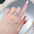 wholesale S925 Silver White Gold Openwork Heart-shaped Ring with Surrounding Pavé and Petite Elegant Style for Cross-Border Live Streaming and Xiaohongshu-0-4