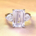 wholesale S925 Sterling Silver New 5ct Emerald Cut 12*8 Rectangle Ring for Women, Fashion Versatile-0-0