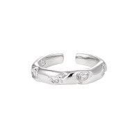 wholesale S925 Sterling Silver 927 Niche Design Minimalist Luxury High-End Cracked Glossy Diamond-Inlaid Ring for Women-Platinum [No. 15/Adjustable]>Opening adjustable