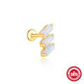 wholesale S925 Sterling Silver Geometric Zirconia Opal Marquise Stud Earrings with Threaded Flat Back-0-4