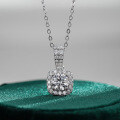925 Silver 1ct Moissanite Square Bag Pendant Necklace Live Stream Supply-0-0