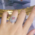 wholesale 18K gold jewelry new heart-shaped high-carbon diamond one-carat pink diamond ring luxury love-0-2