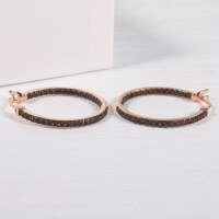 wholesale 925 Sterling Silver Fashionable and Unique Zirconia and Nano Stone Round Earrings, European and American Style Internet Celebrity Hoop Earrings, Available for Drop Shipping-Smoky Quartz Nano Stone Earrings>925 Silver