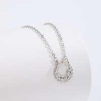 wholesale S925 Sterling Silver Small-Style Designer Full-Zirconia Bow Pendant Necklace Women's Collarbone Chain Cross-Border New Accessory-Platinum necklace 925 silver