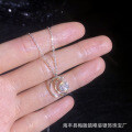 S925 Sterling Silver Moissanite Necklace, 50-Point Moon and Star Pendant, Simple Korean Style Wholesale-0-1