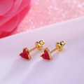 wholesale 925 Silver Gold-Plated Japanese Red Ruby Earrings for Women, Heart-shaped Earrings Direct from Manufacturer-0-0