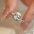 S925 Silver Oval Moissanite Engagement Ring, One Carat Women's Wedding Band-0-5
