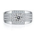 wholesale S925 Sterling Silver Moissanite Simulated Diamond Men's Domineering Ring, European and American Style Personality E-commerce Amazon Best Seller-0-0