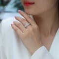 wholesale 925 Sterling Silver Light Luxury European and American Bestseller Ins Style Moissanite Ring with High-End Feel, Small Women's Design, Does Not Fade-0-3
