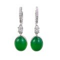 wholesale S925 silver new stud earrings inlaid with 8*10 simulated green chalcedony, luxurious minimalist style for affluent women, live broadcast-0-4