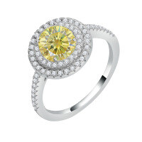 wholesale S925 Sterling Silver Cross-Border Luxury Full Moissanite Round Pack Ring, Advanced and Versatile Fashion Women's Jewelry Wholesale-1 carat (yellow moissanite) ring 9