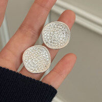 wholesale S925 Sterling Silver Geometric Disk Earrings with Stone Inlays for Women, Small Batch Fashion Design Earrings-Sterling silver