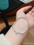 wholesale S925 Sterling Silver Butterfly Pearl and Broken Silver Bracelet for Women, New Chinese-style Small Design, National Style Versatile Hand Accessory Gift-0-30