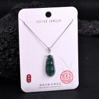 Metal Alloy Crystal Butterfly Necklace and Earring Set-S925 Sterling Silver + Jadeite NA-0124B 925 Silver