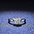 S925 Silver Moissanite Four-Prong Crown Engagement Ring for Women-0-0