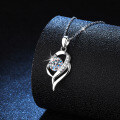 S925 Sterling Silver 1-Carat Moissanite Heart Pendant Necklace, Cross-Border Direct-0-0