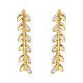 wholesale S925 Silver Plated 14K Gold White Zircon French Light Luxury Leaf Design U-Shaped Ear Clip-0-0