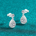 S925 Sterling Silver Moissanite Waterdrop Earrings, Elegant and Sparkling-0-0