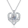 S925 Sterling Silver Moissanite Rose Heart Pendant Necklace-0-3