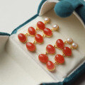 wholesale S925 Sterling Silver Natural Sichuan Material Ice Base Cherry Red Pearl Earrings, South Red Agate Earrings, Fashion Minimalist Ear Accessories-0-3